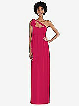 Alt View 2 Thumbnail - Vivid Pink Convertible Tie-Shoulder Empire Waist Maxi Dress