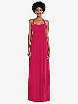 Alt View 4 Thumbnail - Vivid Pink Convertible Tie-Shoulder Empire Waist Maxi Dress