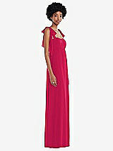 Side View Thumbnail - Vivid Pink Convertible Tie-Shoulder Empire Waist Maxi Dress