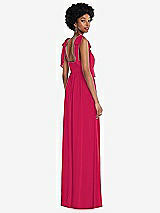 Rear View Thumbnail - Vivid Pink Convertible Tie-Shoulder Empire Waist Maxi Dress