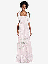 Front View Thumbnail - Watercolor Print Convertible Tie-Shoulder Empire Waist Maxi Dress