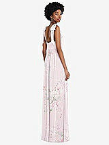Rear View Thumbnail - Watercolor Print Convertible Tie-Shoulder Empire Waist Maxi Dress