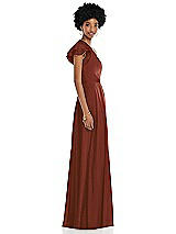 Side View Thumbnail - Auburn Moon Draped One-Shoulder Flutter Sleeve Maxi Dress with Front Slit