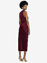 Rear View Thumbnail - Cabernet Jewel Neck Sleeveless Midi Dress with Bias Skirt