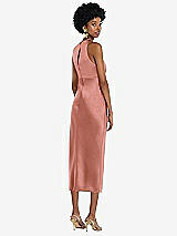 Rear View Thumbnail - Desert Rose Jewel Neck Sleeveless Midi Dress with Bias Skirt