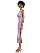 Side View Thumbnail - Pale Purple Jewel Neck Sleeveless Midi Dress with Bias Skirt