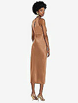 Rear View Thumbnail - Toffee Jewel Neck Sleeveless Midi Dress with Bias Skirt