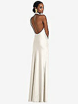 Rear View Thumbnail - Ivory Scarf Tie Stand Collar Maxi Dress with Front Slit