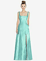Front View Thumbnail - Coastal Sleeveless Square-Neck Princess Line Gown with Pockets