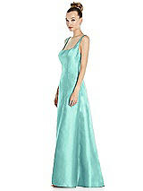 Side View Thumbnail - Coastal Sleeveless Square-Neck Princess Line Gown with Pockets