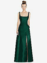 Front View Thumbnail - Hunter Green Sleeveless Square-Neck Princess Line Gown with Pockets