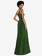 Alt View 3 Thumbnail - Celtic One-Shoulder Satin Gown with Draped Front Slit and Pockets