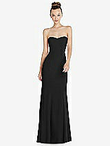 Front View Thumbnail - Black Strapless Princess Line Crepe Mermaid Gown