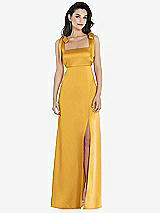 Front View Thumbnail - NYC Yellow Flat Tie-Shoulder Empire Waist Maxi Dress with Front Slit