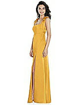 Side View Thumbnail - NYC Yellow Flat Tie-Shoulder Empire Waist Maxi Dress with Front Slit
