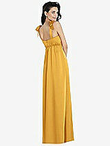 Rear View Thumbnail - NYC Yellow Flat Tie-Shoulder Empire Waist Maxi Dress with Front Slit