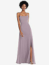 Front View Thumbnail - Lilac Dusk Scoop Neck Convertible Tie-Strap Maxi Dress with Front Slit