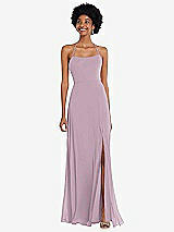 Alt View 1 Thumbnail - Suede Rose Scoop Neck Convertible Tie-Strap Maxi Dress with Front Slit
