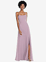 Front View Thumbnail - Suede Rose Scoop Neck Convertible Tie-Strap Maxi Dress with Front Slit