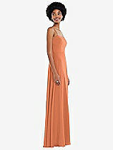 Side View Thumbnail - Sweet Melon Scoop Neck Convertible Tie-Strap Maxi Dress with Front Slit