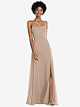 Front View Thumbnail - Topaz Scoop Neck Convertible Tie-Strap Maxi Dress with Front Slit