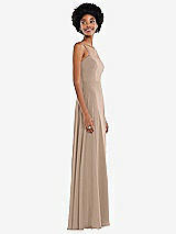 Side View Thumbnail - Topaz Scoop Neck Convertible Tie-Strap Maxi Dress with Front Slit