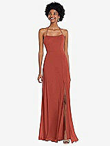 Alt View 1 Thumbnail - Amber Sunset Scoop Neck Convertible Tie-Strap Maxi Dress with Front Slit