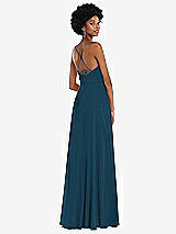 Rear View Thumbnail - Atlantic Blue Scoop Neck Convertible Tie-Strap Maxi Dress with Front Slit