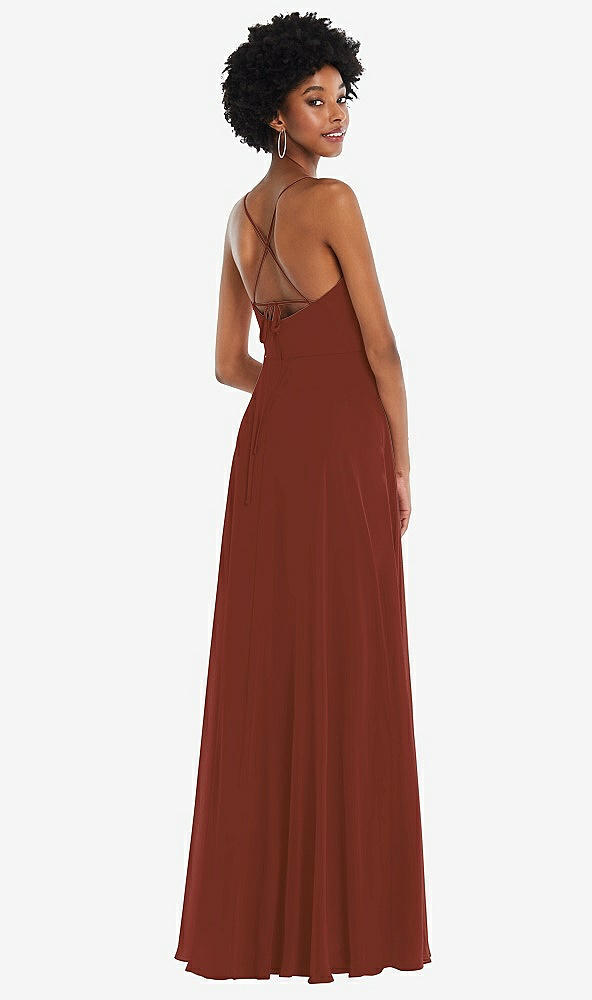 Back View - Auburn Moon Scoop Neck Convertible Tie-Strap Maxi Dress with Front Slit
