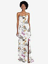 Alt View 1 Thumbnail - Butterfly Botanica Ivory Scoop Neck Convertible Tie-Strap Maxi Dress with Front Slit