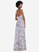 Rear View Thumbnail - Butterfly Botanica Silver Dove Scoop Neck Convertible Tie-Strap Maxi Dress with Front Slit