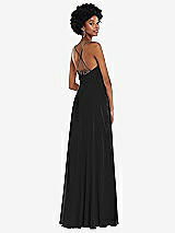 Rear View Thumbnail - Black Scoop Neck Convertible Tie-Strap Maxi Dress with Front Slit