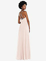 Rear View Thumbnail - Blush Scoop Neck Convertible Tie-Strap Maxi Dress with Front Slit