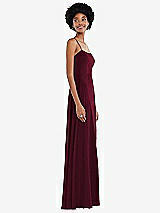 Side View Thumbnail - Cabernet Scoop Neck Convertible Tie-Strap Maxi Dress with Front Slit