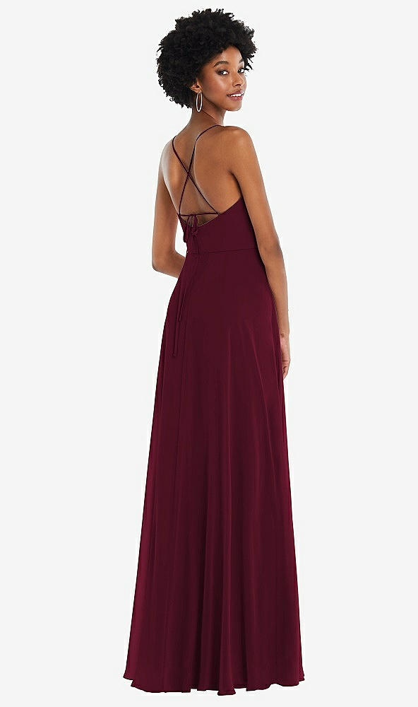 Back View - Cabernet Scoop Neck Convertible Tie-Strap Maxi Dress with Front Slit