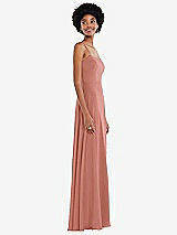 Side View Thumbnail - Desert Rose Scoop Neck Convertible Tie-Strap Maxi Dress with Front Slit