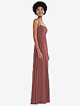 Side View Thumbnail - English Rose Scoop Neck Convertible Tie-Strap Maxi Dress with Front Slit