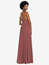 Rear View Thumbnail - English Rose Scoop Neck Convertible Tie-Strap Maxi Dress with Front Slit