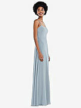 Side View Thumbnail - Mist Scoop Neck Convertible Tie-Strap Maxi Dress with Front Slit