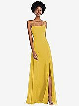 Front View Thumbnail - Marigold Scoop Neck Convertible Tie-Strap Maxi Dress with Front Slit