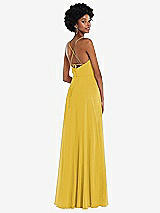 Rear View Thumbnail - Marigold Scoop Neck Convertible Tie-Strap Maxi Dress with Front Slit