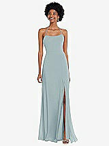 Alt View 1 Thumbnail - Morning Sky Scoop Neck Convertible Tie-Strap Maxi Dress with Front Slit