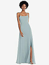 Front View Thumbnail - Morning Sky Scoop Neck Convertible Tie-Strap Maxi Dress with Front Slit