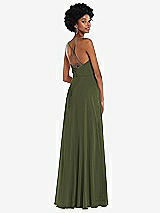 Rear View Thumbnail - Olive Green Scoop Neck Convertible Tie-Strap Maxi Dress with Front Slit