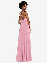 Rear View Thumbnail - Peony Pink Scoop Neck Convertible Tie-Strap Maxi Dress with Front Slit