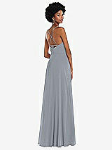 Rear View Thumbnail - Platinum Scoop Neck Convertible Tie-Strap Maxi Dress with Front Slit