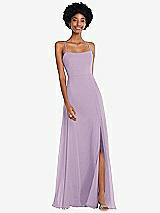 Front View Thumbnail - Pale Purple Scoop Neck Convertible Tie-Strap Maxi Dress with Front Slit
