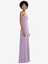 Side View Thumbnail - Pale Purple Scoop Neck Convertible Tie-Strap Maxi Dress with Front Slit