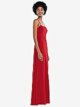 Side View Thumbnail - Parisian Red Scoop Neck Convertible Tie-Strap Maxi Dress with Front Slit