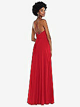 Rear View Thumbnail - Parisian Red Scoop Neck Convertible Tie-Strap Maxi Dress with Front Slit